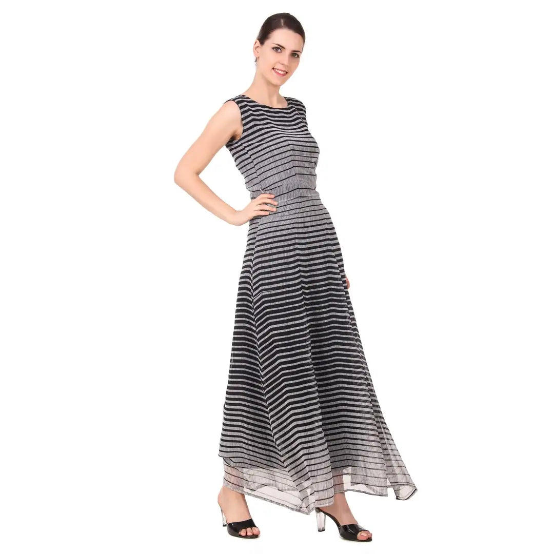 DYRECTDEALS Exclusive Designer Gown Maxi for Girls and Women (Georgette) Black