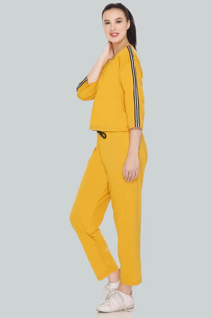 Elite Golden Cotton Blend Long Tracksuit For Women