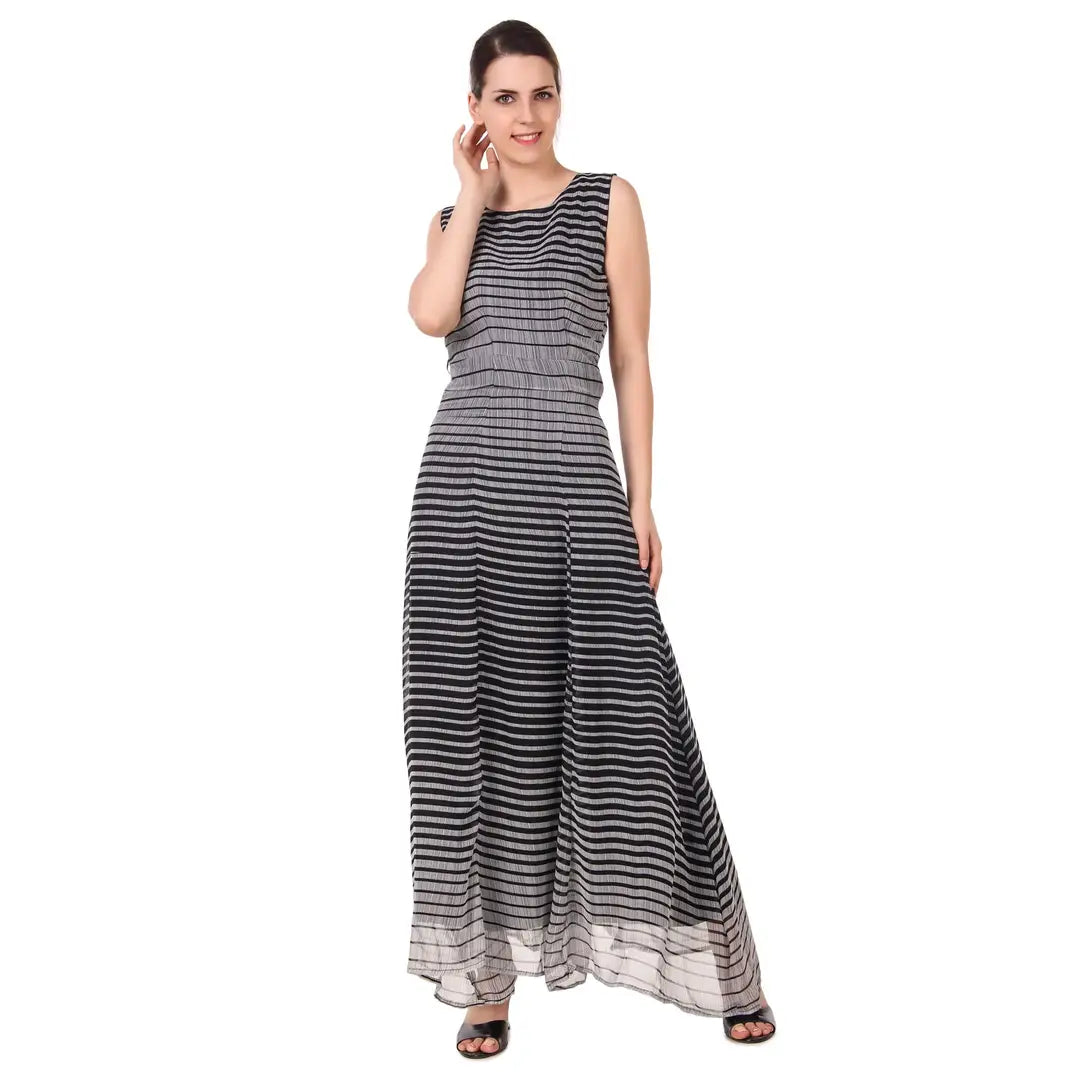 DYRECTDEALS Exclusive Designer Gown Maxi for Girls and Women (Georgette) Black