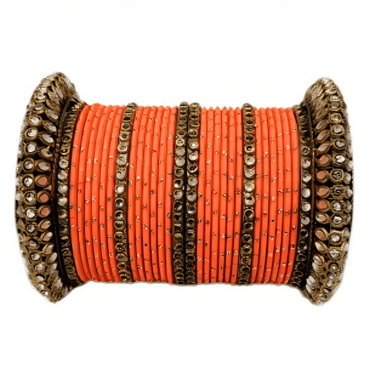Embrace Elegance Oxidized Gold Metal Kada and Brass Stone Bangles Set for women
