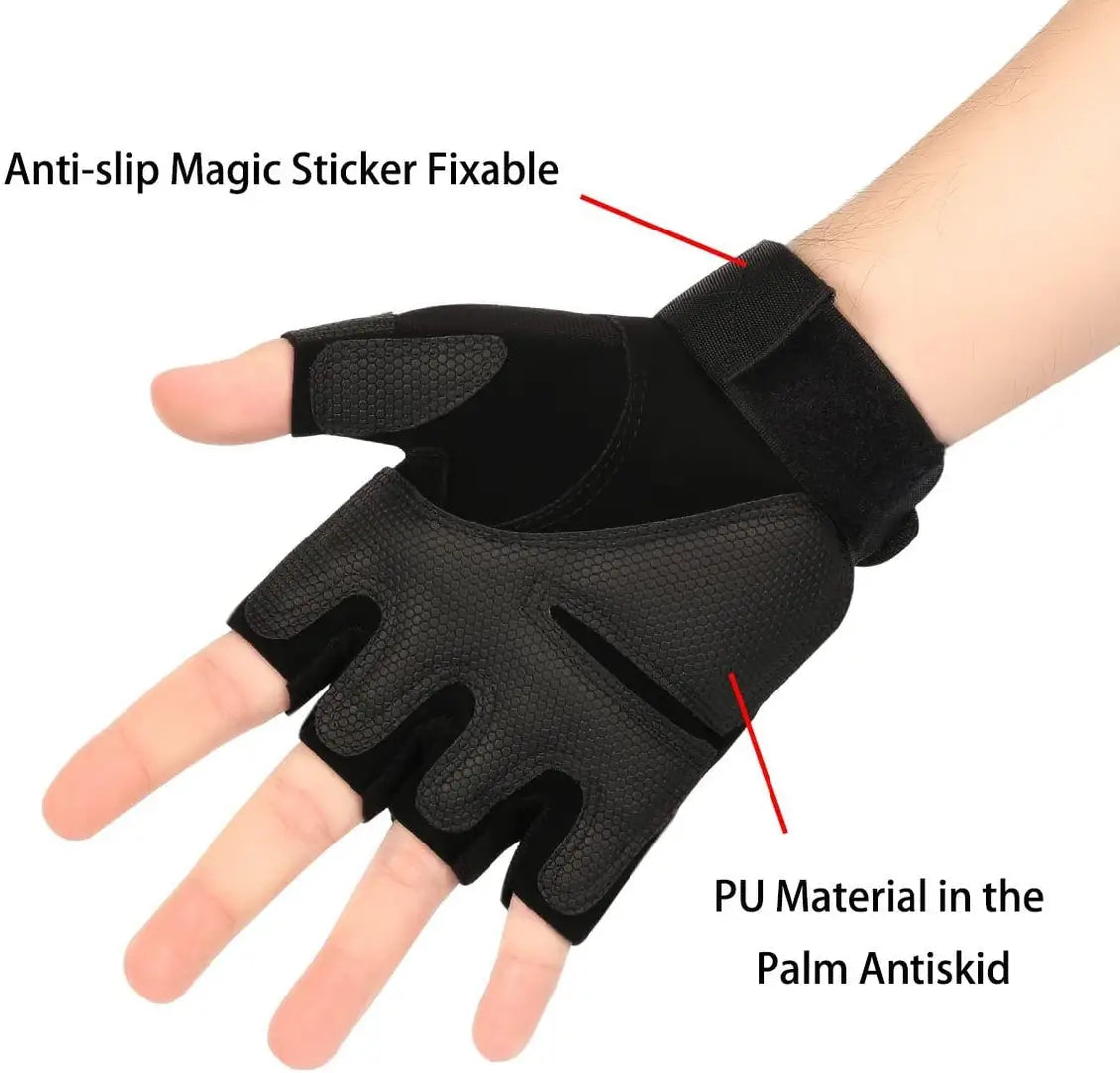 GymWar Weight Lifting Gym Gloves ? Rubber Padded Gloves for Men Women Workout | Weight Lifting Straps for Heavy Lifting Unisex (Free Size) (Black)