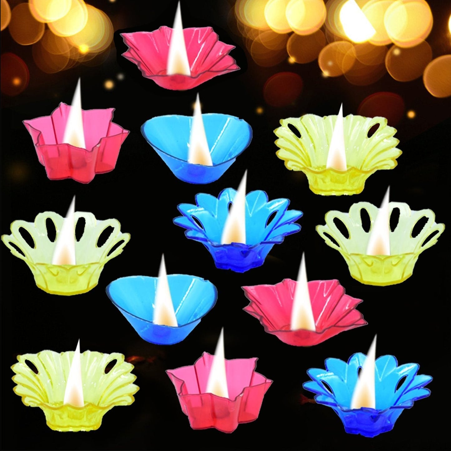 Candle Cup with Multi Shape  (Multicolor) (12 Pcs Set)