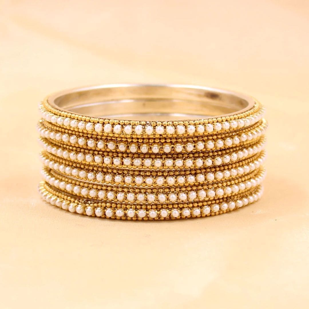 Brass Based Bangles with Bead and Ball Chain Boader