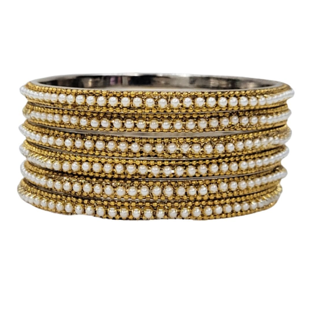 Moti Bead Brass Metal Bangles Set For Women 