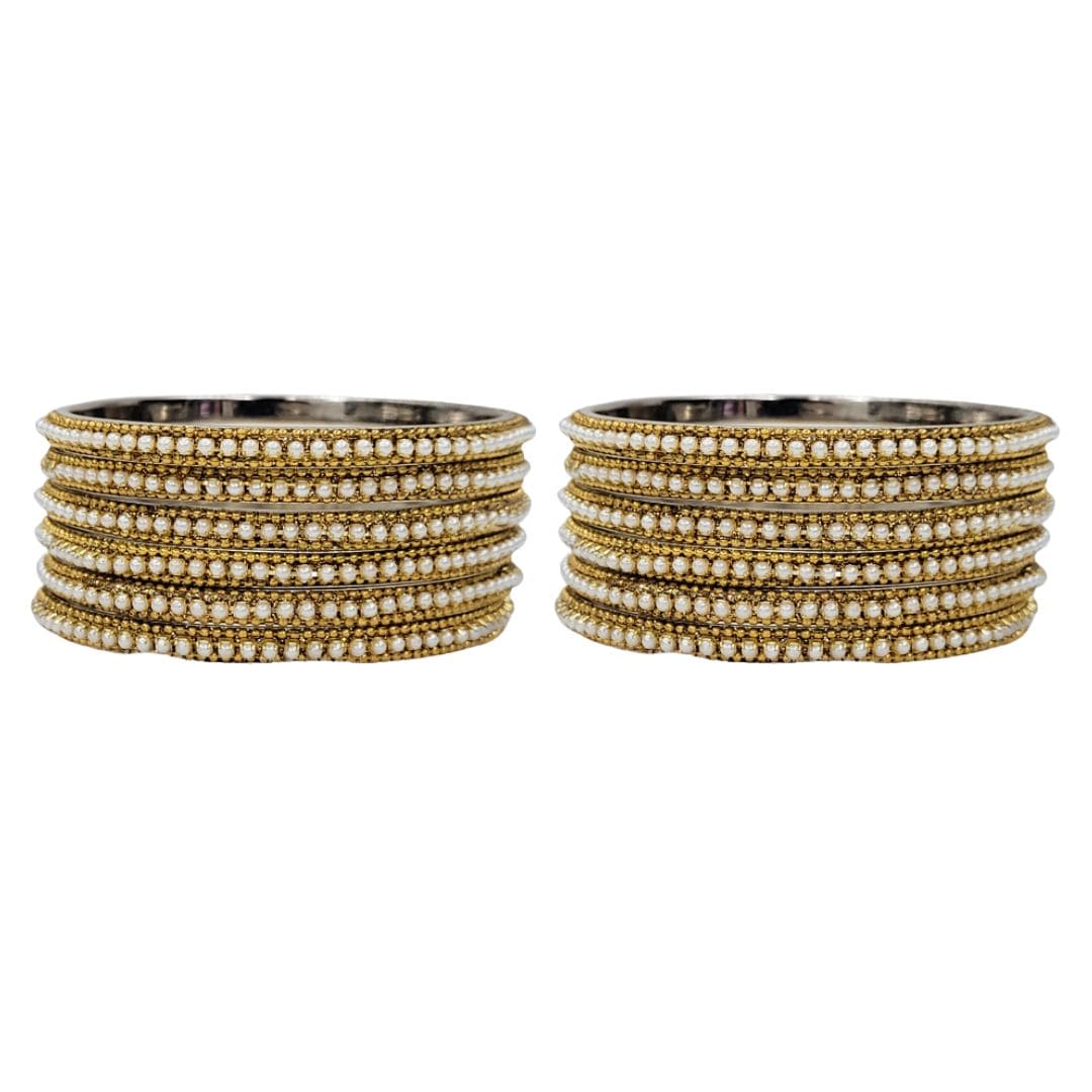 Moti Bead Brass Metal Bangles Set For Women 