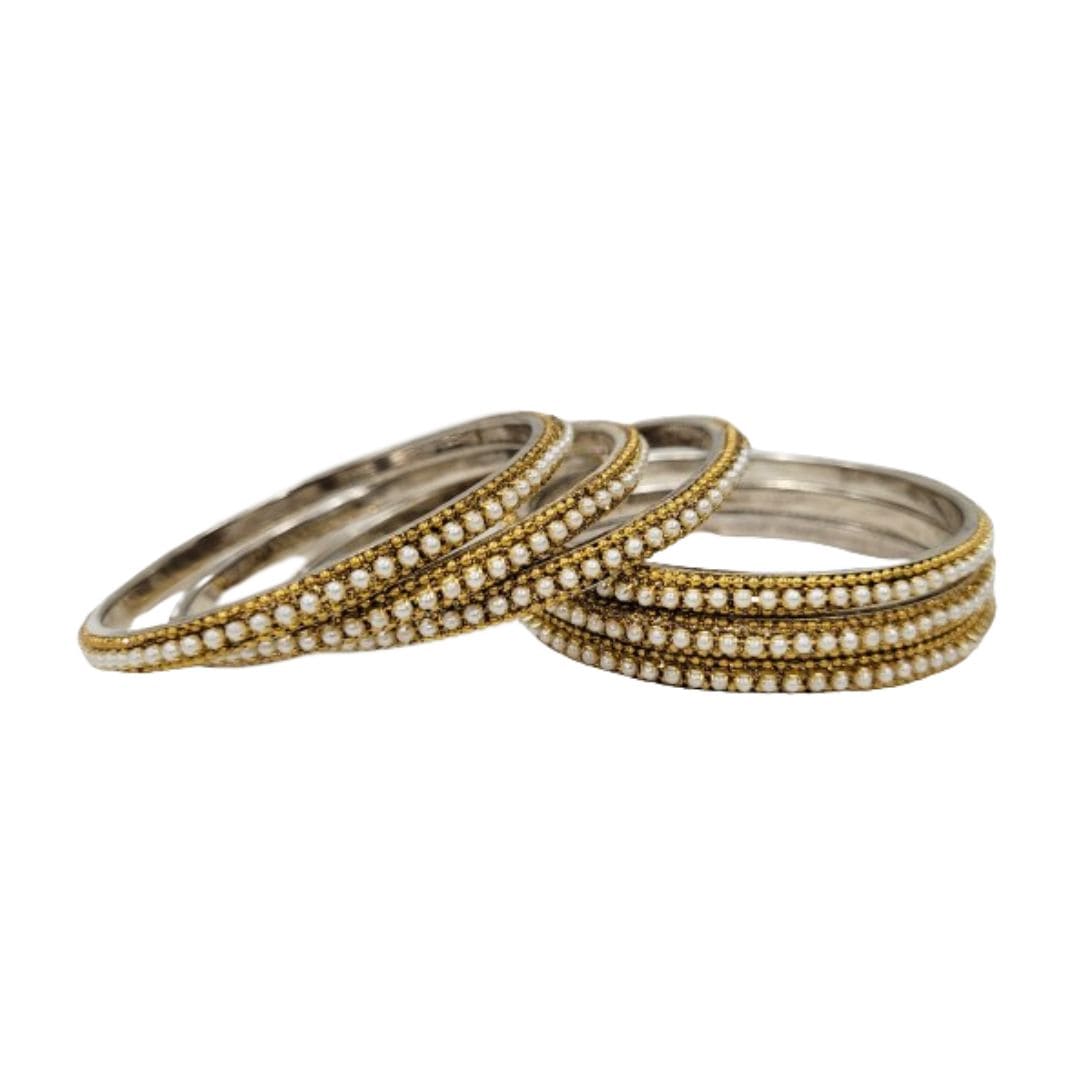 Moti Bead Brass Metal Bangles Set For Women 