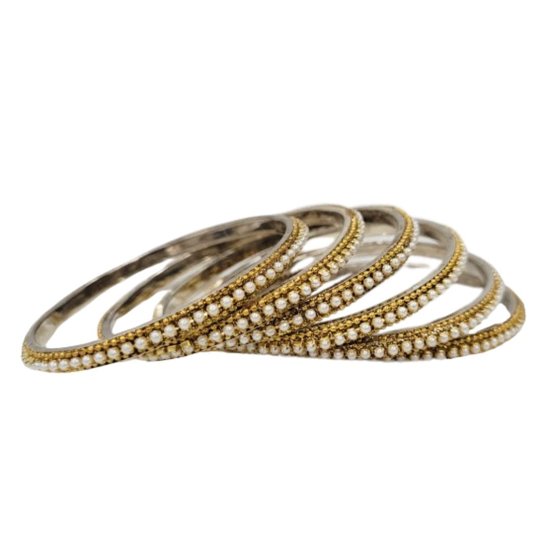 Moti Bead Brass Metal Bangles Set For Women 