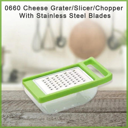 Mini Cheese and Garlic Grater Slicer, Chopper with Stainless Steel Blades -with Storage Container