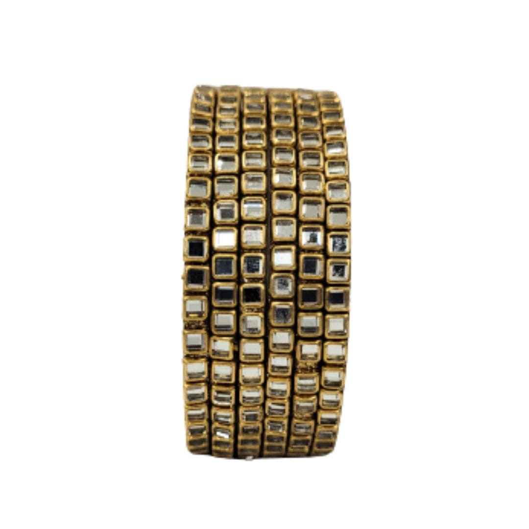 Brass Based Bangles with Square Kundan Stone