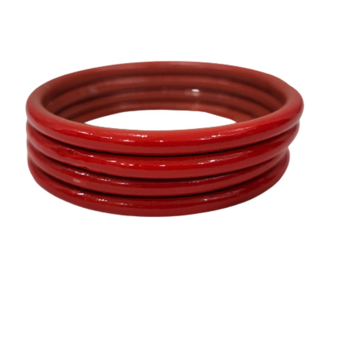 Plain Red Metal Kada Bangles for Women and Girls ( Set of 2)