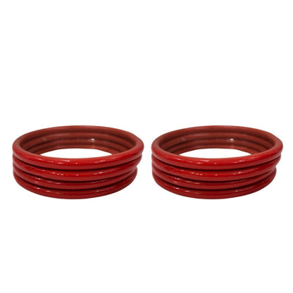 Plain Red Metal Kada Bangles for Women and Girls ( Set of 2)