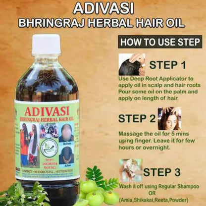 Ayurvedic Adivasi Herbal Hair Oil Pure Herbal Hair Care Adivasi Hair Growth And Hair Fall Control Oil | Repairs Frizzy Hair Nourishment | 125ml Pack of 2