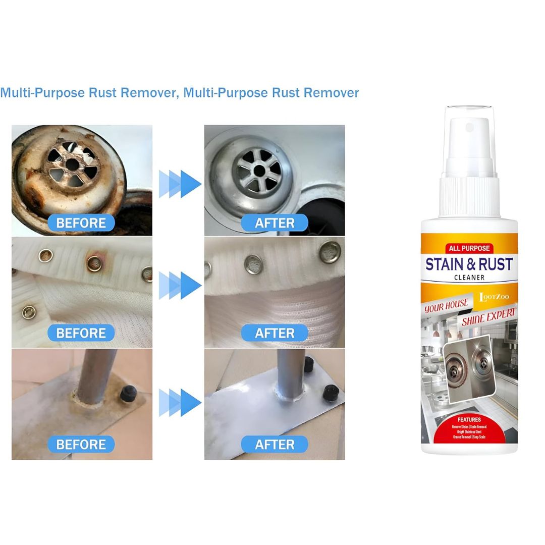 Stain and Rust Cleaner Spray Powerful Formula for Spotless Shine Rust Stains Cleaning & Protection for Kitchen, Bathroom,Multi Dirt Removers (Pack of 2)