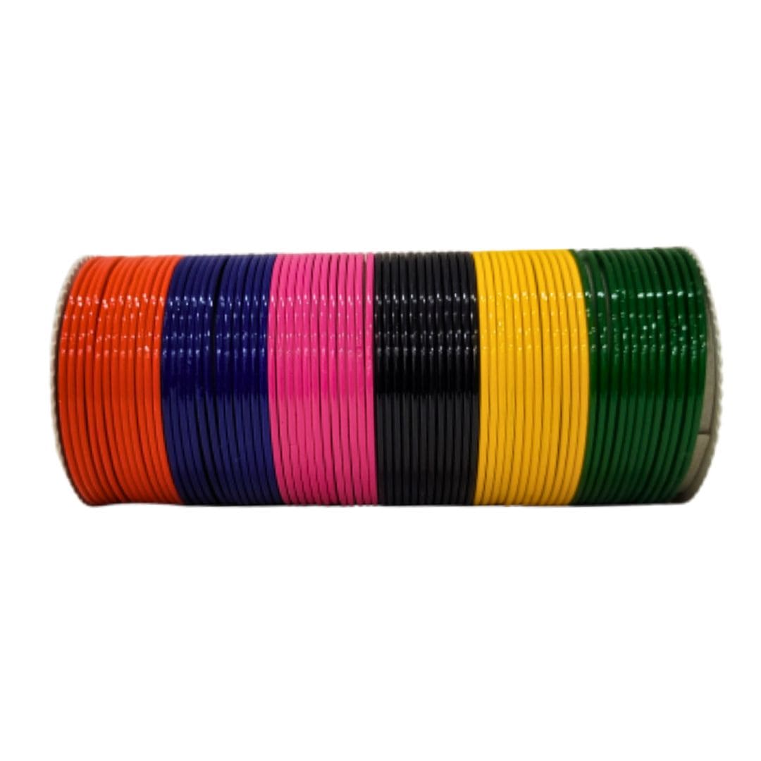 Shinning Design 6 Multi Color Plain Metal Bangles Set for Womens and Girls