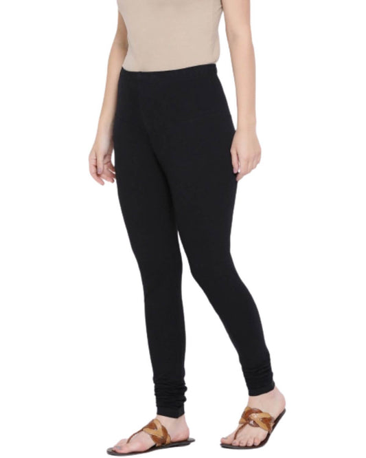 Women's Regular Fit Super Comfy Lycra Cotton Stretchable Leggings for Women, Black