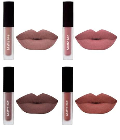 Pack of 4 Professional Color Sensational Liquid Matte Lipsticks in Nude Edition, featuring mini lipsticks with a matte finish in various nude shades