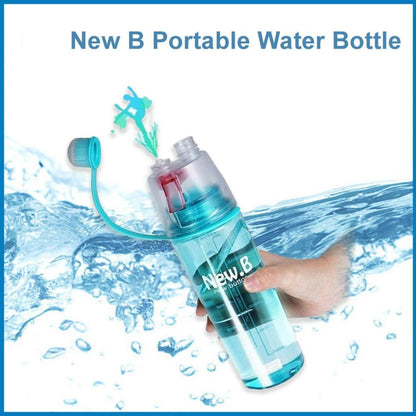 New B Portable Mist Spray Sports Water Bottle for Outdoor Sports, Running and Gym, Cycling, Camping & Hiking | Stay Refreshed and Hydrate, 600ml