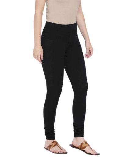 Women's Regular Fit Super Comfy Lycra Cotton Stretchable Leggings for Women, Black