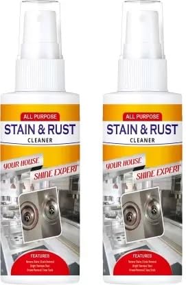 Stain and Rust Cleaner Spray Powerful Formula for Spotless Shine Rust Stains Cleaning & Protection for Kitchen, Bathroom,Multi Dirt Removers (Pack of 2)