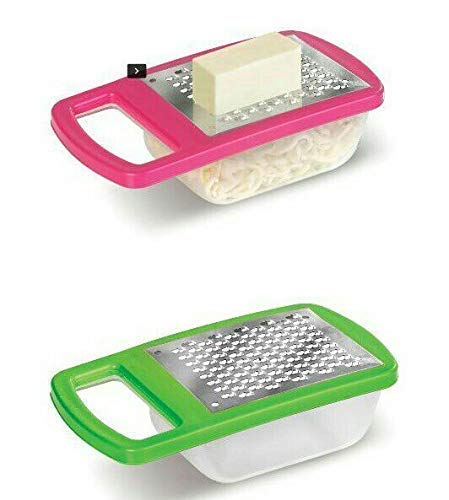 Mini Cheese and Garlic Grater Slicer, Chopper with Stainless Steel Blades -with Storage Container