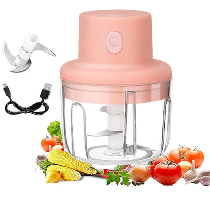 Mini USB Wireless Electric Chopper, Mini Food Chopper, Garlic Ginger Blender, Waterproof Rechargeable Food Processor (Electric Mini Garlic, Grinder), Compact Chopper, One Touch Operation