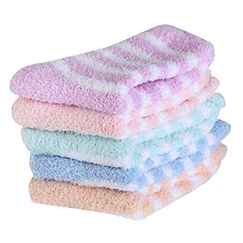 Check My Kart Women's Colorful Soft and Fuzzy Feather Winter Warm Socks without thumb (Pack of 5)