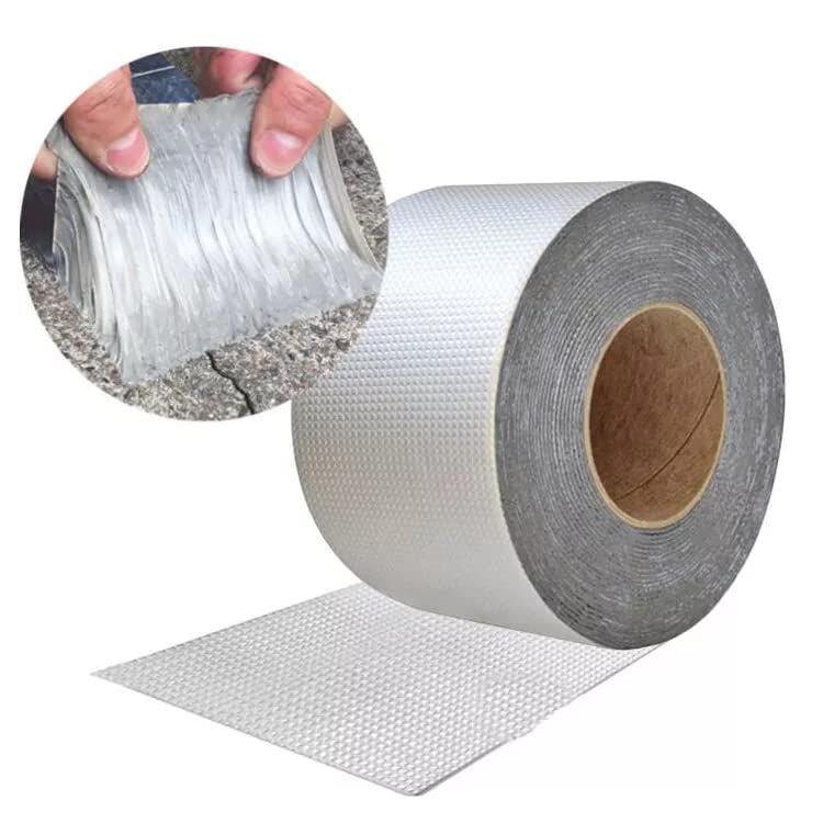 Adhesive Aluminium Foil Duct Tape, Leakage Repair Waterproof Tape for Pipe, Roof Water Leakage Solution, Waterproof Adhesive Tape, Duct Rubber Tape for Leakage (0.8MM*5CM*5M (Pack Of 1)