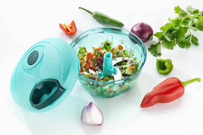 Mini Dori Handy and Compact Manual Chopper with 3 Stainless Steel Blades for Effortlessly Chopping Vegetables and Fruits for Your Kitchen, Quick String Chopper Cutter (Green, 450 ml)