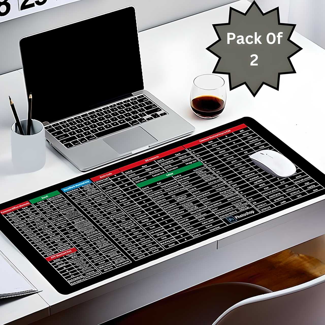 Anti Slip Keyboard Microsoft Office Shortcut Keys Pattern Mouse and Desk Mat