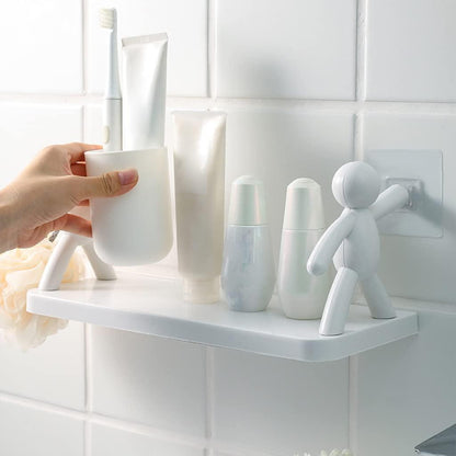 Human Figurine self-adhesive Wall Mounted Organizer Selves for Bathroom and Kitchen