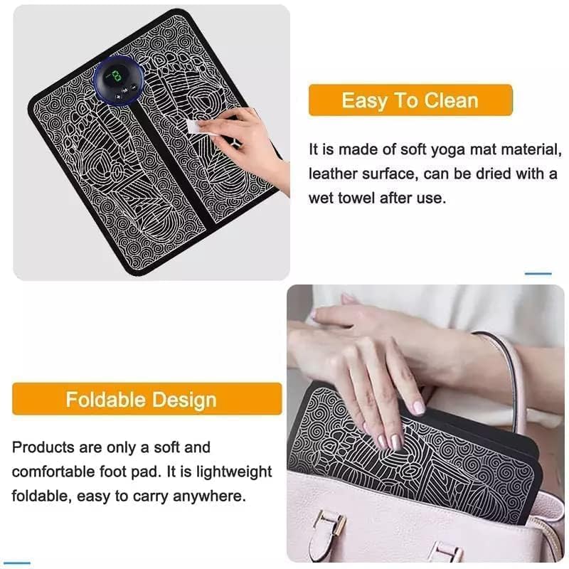 Electric Ems Foot Massager Pad | Foot Massager Pain Relief Wireless Electric EMS Foot Massage Machine | Rechargeable Portable Massager with Folding Automatic Pad | 8 Mode19 Intensity for Legs,Therapy Set