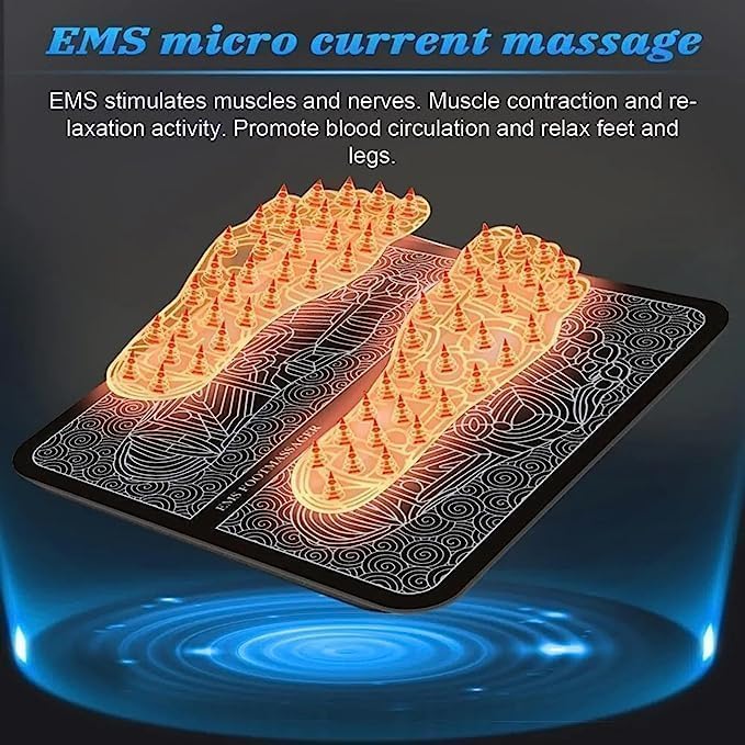 Foot Massager Pain Relief Wireless Electric EMS Foot Massage Machine, Rechargeable Portable Massager with Folding Automatic Pad, 8 Mode19 Intensity for Legs,Therapy Set