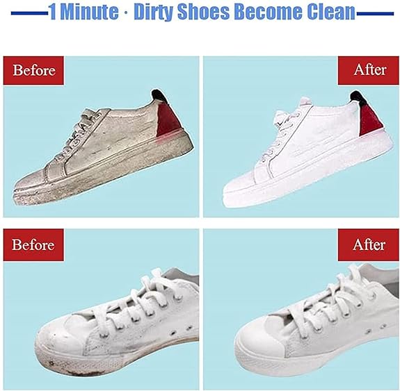 Shoe and Sneaker Whitening Cleaning Cream Gel with Sponge Instant Shoe Polish Whitener for White Shoes | Multi-Purpose Cleaning Eraser Stain Remover Cream (Pack of 2)