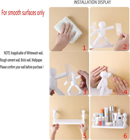 Human Figurine self-adhesive Wall Mounted Organizer Selves for Bathroom and Kitchen