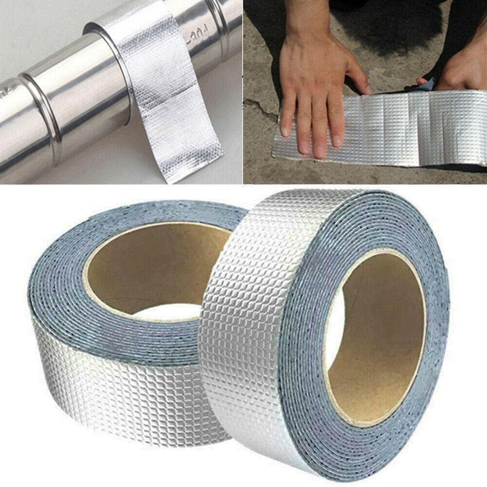 Adhesive Aluminium Foil Duct Tape, Leakage Repair Waterproof Tape for Pipe, Roof Water Leakage Solution, Waterproof Adhesive Tape, Duct Rubber Tape for Leakage (0.8MM*5CM*5M (Pack Of 1)