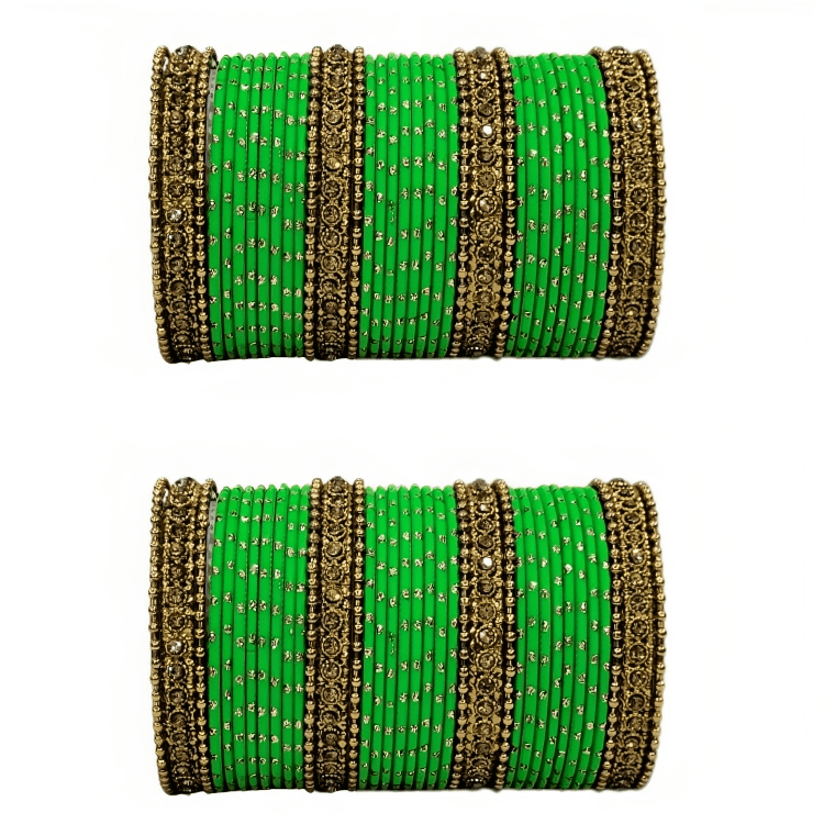 Oxidised Bangles with Beautiful Golden Dot Bangles Set of 2