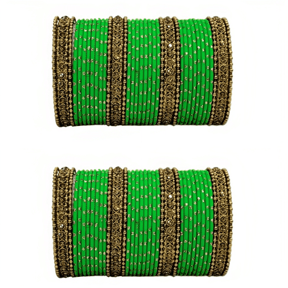 Oxidised Bangles with Beautiful Golden Dot Bangles Set of 2