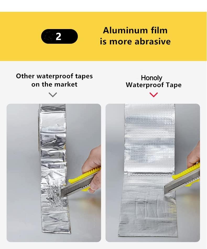 Adhesive Aluminium Foil Duct Tape, Leakage Repair Waterproof Tape for Pipe, Roof Water Leakage Solution, Waterproof Adhesive Tape, Duct Rubber Tape for Leakage (0.8MM*5CM*5M (Pack Of 1)