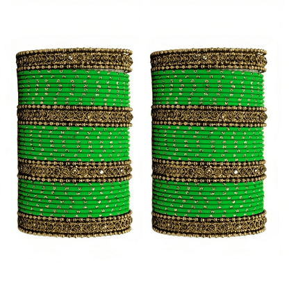 Oxidised Bangles with Beautiful Golden Dot Bangles Set of 2