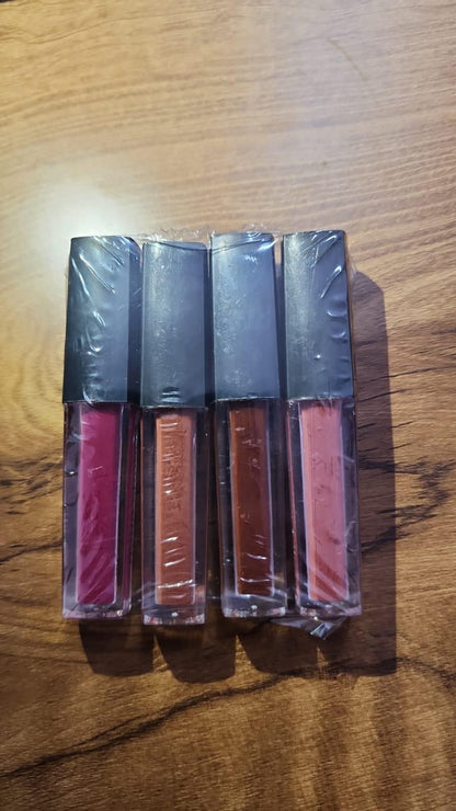 Pack of 4 Professional Color Sensational Liquid Matte Lipsticks in Nude Edition, featuring mini lipsticks with a matte finish in various nude shades