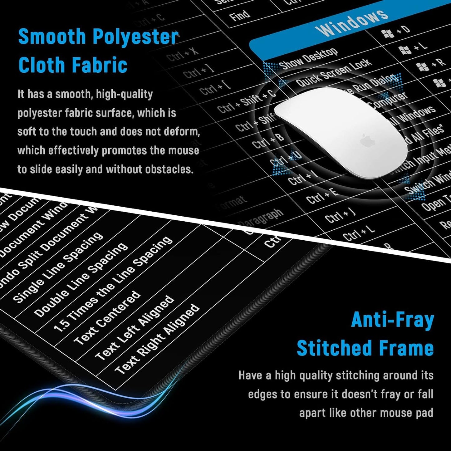 Anti Slip Keyboard Microsoft Office Shortcut Keys Pattern Mouse and Desk Mat