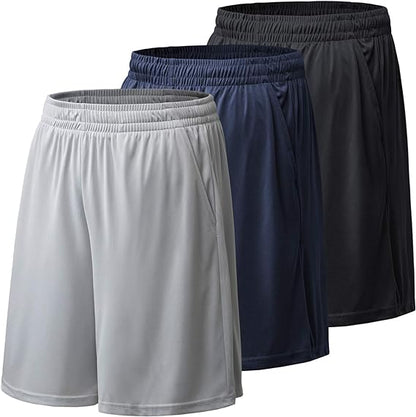 Men's Active Shorts for Running, Yoga, and Outdoor Sports, Quick Dry, Lightweight, and Stretchable Shorts Pack of 3