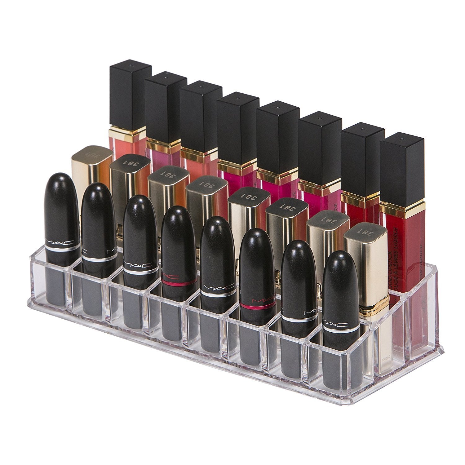 24 Compartment Acrylic Lipstick & Makeup Organizer Tray For Women