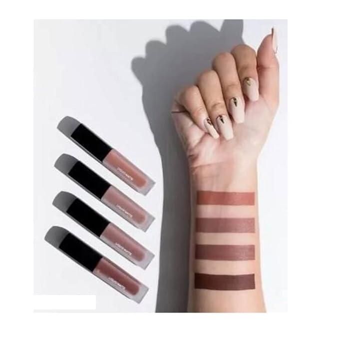 Pack of 4 Professional Color Sensational Liquid Matte Lipsticks in Nude Edition, featuring mini lipsticks with a matte finish in various nude shades