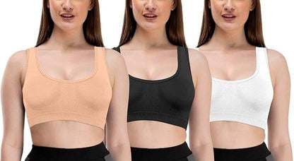 Women's Cotton Solid Non Padded Air Bra Pack of 3