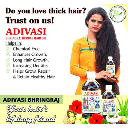 Ayurvedic Adivasi Herbal Hair Oil Pure Herbal Hair Care Adivasi Hair Growth And Hair Fall Control Oil | Repairs Frizzy Hair Nourishment | 125ml Pack of 2