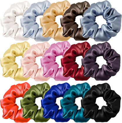 Satin Scrunchies For Women and Girls, Hair Band for Women, Ponytail Holder, Rubber Band, Fluffy Scrunchies, Girls Hair Accessories, Multicolor Pack of 12