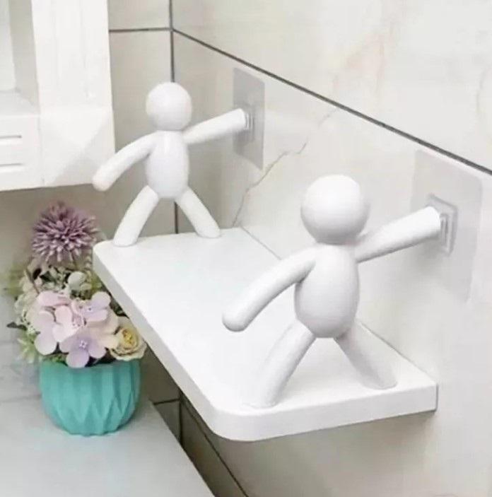 Human Figurine self-adhesive Wall Mounted Organizer Selves for Bathroom and Kitchen