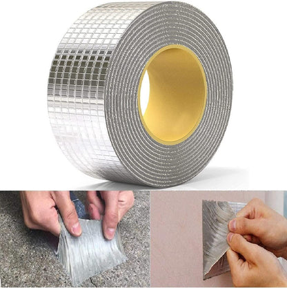 Adhesive Aluminium Foil Duct Tape, Leakage Repair Waterproof Tape for Pipe, Roof Water Leakage Solution, Waterproof Adhesive Tape, Duct Rubber Tape for Leakage (0.8MM*5CM*5M (Pack Of 1)