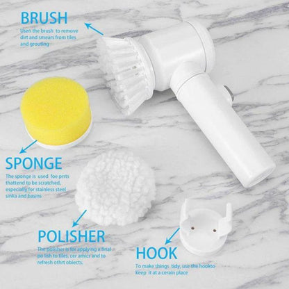 5-in-1 Home Kitchen Electric Magic Cleaning Brush - Powerful Electric Spin Scrubber for Effortless Cleaning | Multi-Functional Household Cleaning Tool